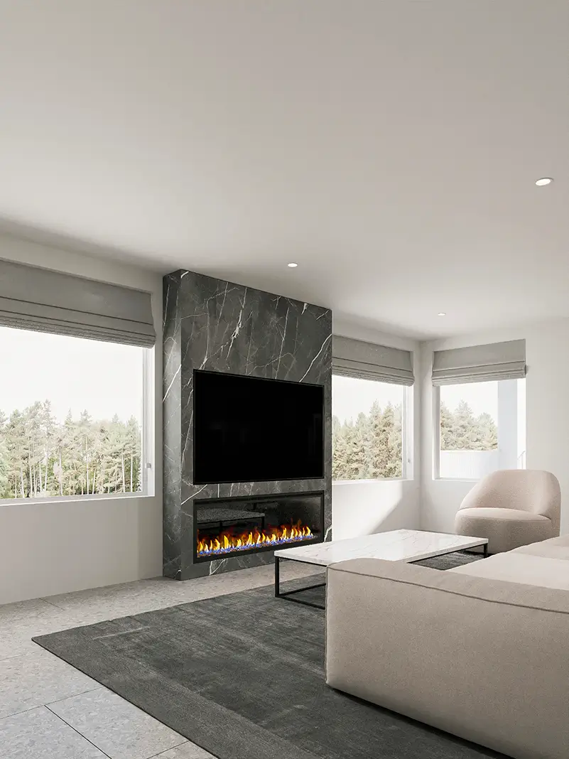Kirkland condo design – living room fireplace